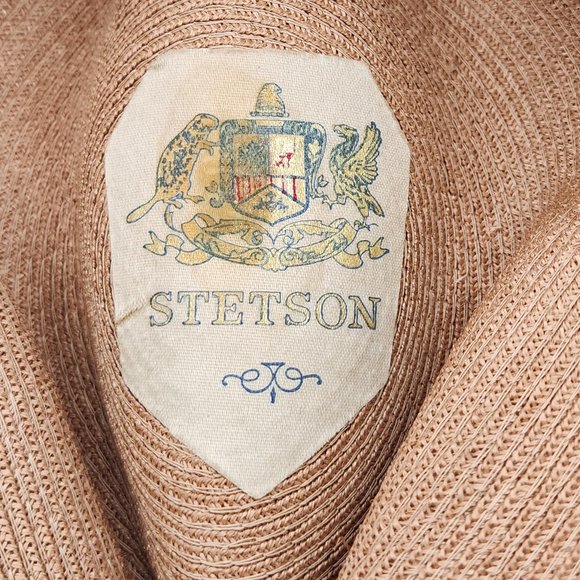 VTG Royal Stetson Fine Straw Hat Pinch Front Fedora Long Oval Made in Canada - Picture 7 of 13